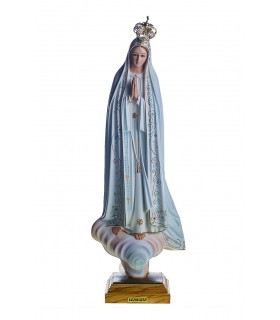 Nossa Senhora de Fátima pintura clássica olhos cristal 55 cm