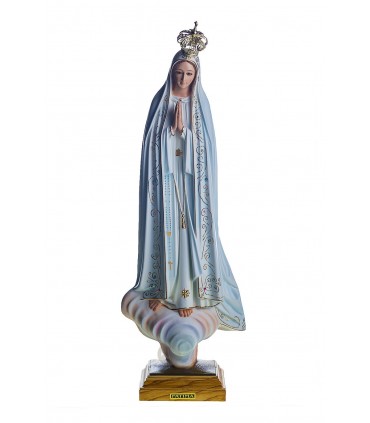 Nossa Senhora de Fátima pintura clássica olhos cristal 55 cm