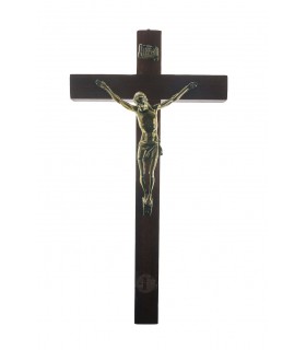 Crucifixo de Madeira com Cristo de Metal 25 5 x 14 cm