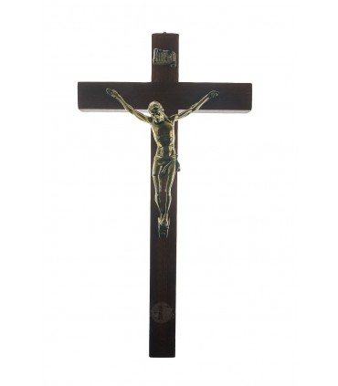 Crucifixo de Madeira com Cristo de Metal 25 5 x 14 cm