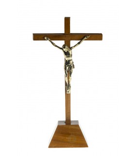 Crucifixo de Madeira com Cristo de Metal com base 28 x 14 cm