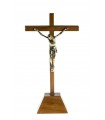 Crucifixo de Madeira, com Cristo de Metal, com base, 28x14cm