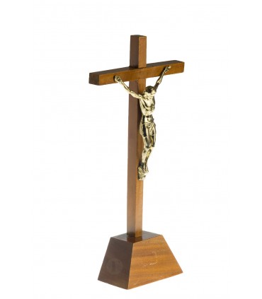 Wooden Crucifix, with Metal Christ, with base, 28x14cm