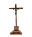 Crucifixo de Madeira, com Cristo de Metal, com base, 25x11cm