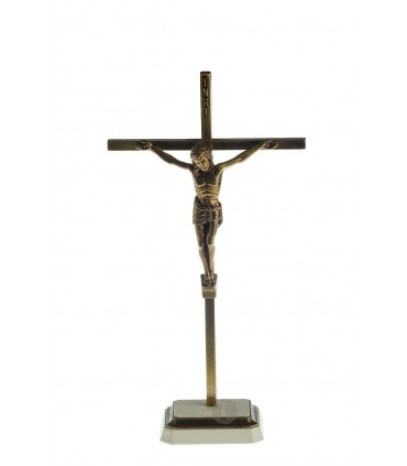 Crucifixo de Metal Bronze 21  x 11 5 cm