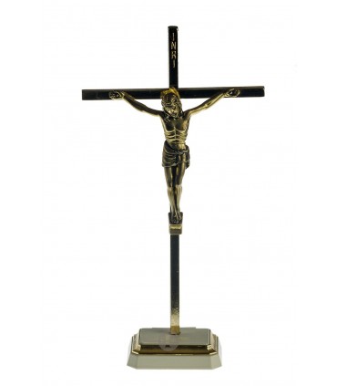 Crucifixo de Metal Latão 21 x 11 5 cm