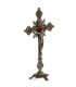 Crucifixo de Metal, Bronze, com base, 23x13cm