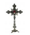 Crucifixo de Metal, Niquelado, com base, 23x13cm