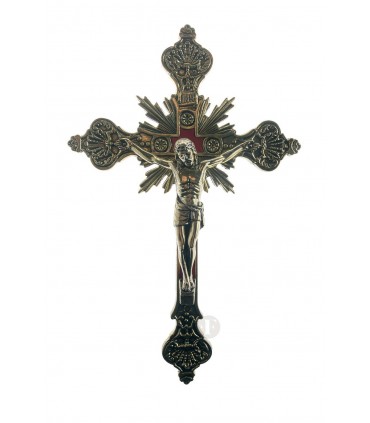 Crucifixo de Metal Latão 23 x 13 cm