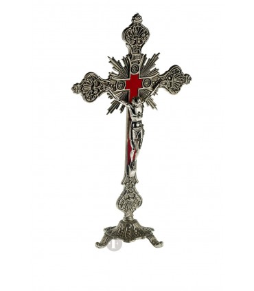 Metal Crucifix, Nickel Plated, with base, 34x19,5cm