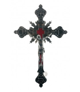 Crucifixo de Metal Niquelado 34 x 19 5 cm