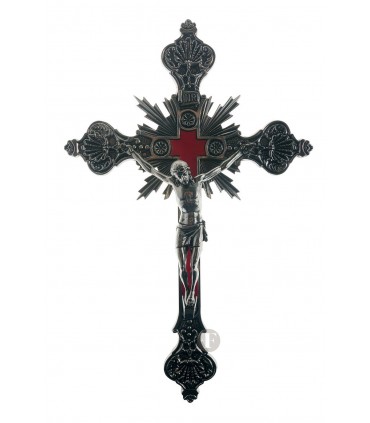 Crucifixo de Metal Niquelado 34 x 19 5 cm