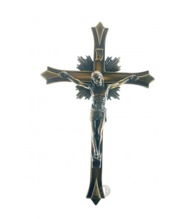Crucifixo de Metal Bronze 18 5 x 12 cm