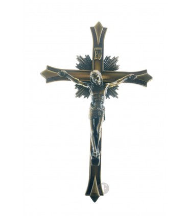 Crucifixo de Metal Bronze 18 5 x 12 cm