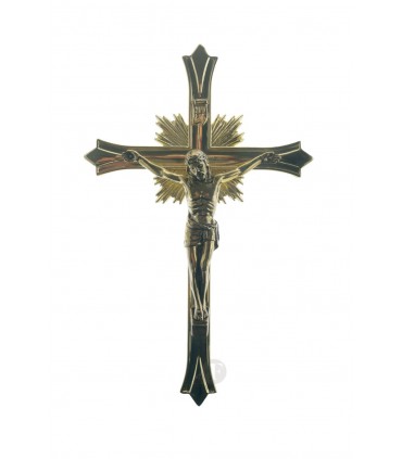 Crucifixo de Metal Latão 18 5 x 12 cm