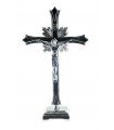 Metal Crucifix, Chrome, with base, 30x18cm