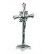 Crucifixo de Metal, Cromado, com base, 30x18cm