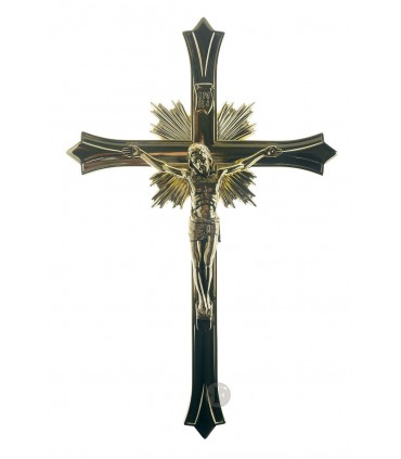 Crucifixo de Metal Latão 27 5 x 18 cm