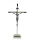 Crucifixo de Metal Prateado com base 22 x 11 5 cm
