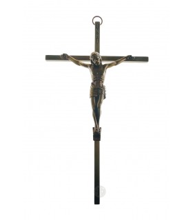 Crucifixo de Metal Bronze 22 x 11 5 cm