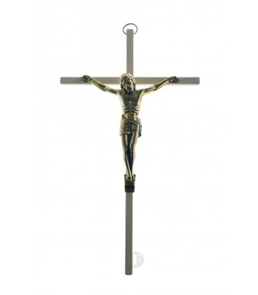 Crucifixo de Metal com cruz pintada 22 x 11 5 cm