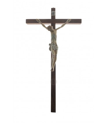 Crucifixo de Madeira com Cristo em Plástico 30 x 17 5 cm