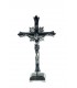 Crucifixo de Metal Cromado com base 20 5 x 12 cm