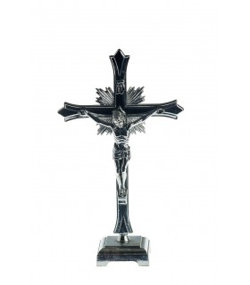 Crucifixo de Metal Cromado com base 20 5 x 12 cm