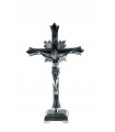 Metal Crucifix, Chrome, with base, 20,5x12cm
