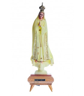 Nossa Senhora de Fátima Luminosa pintura clássica com música olhos cristal 31 cm