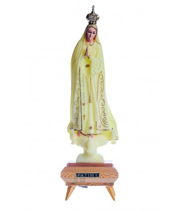 Nossa Senhora de Fátima Luminosa pintura clássica com música olhos cristal 31 cm